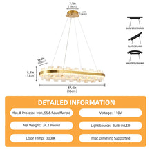 MARVESSA linear faux marble chandelier, product view 5