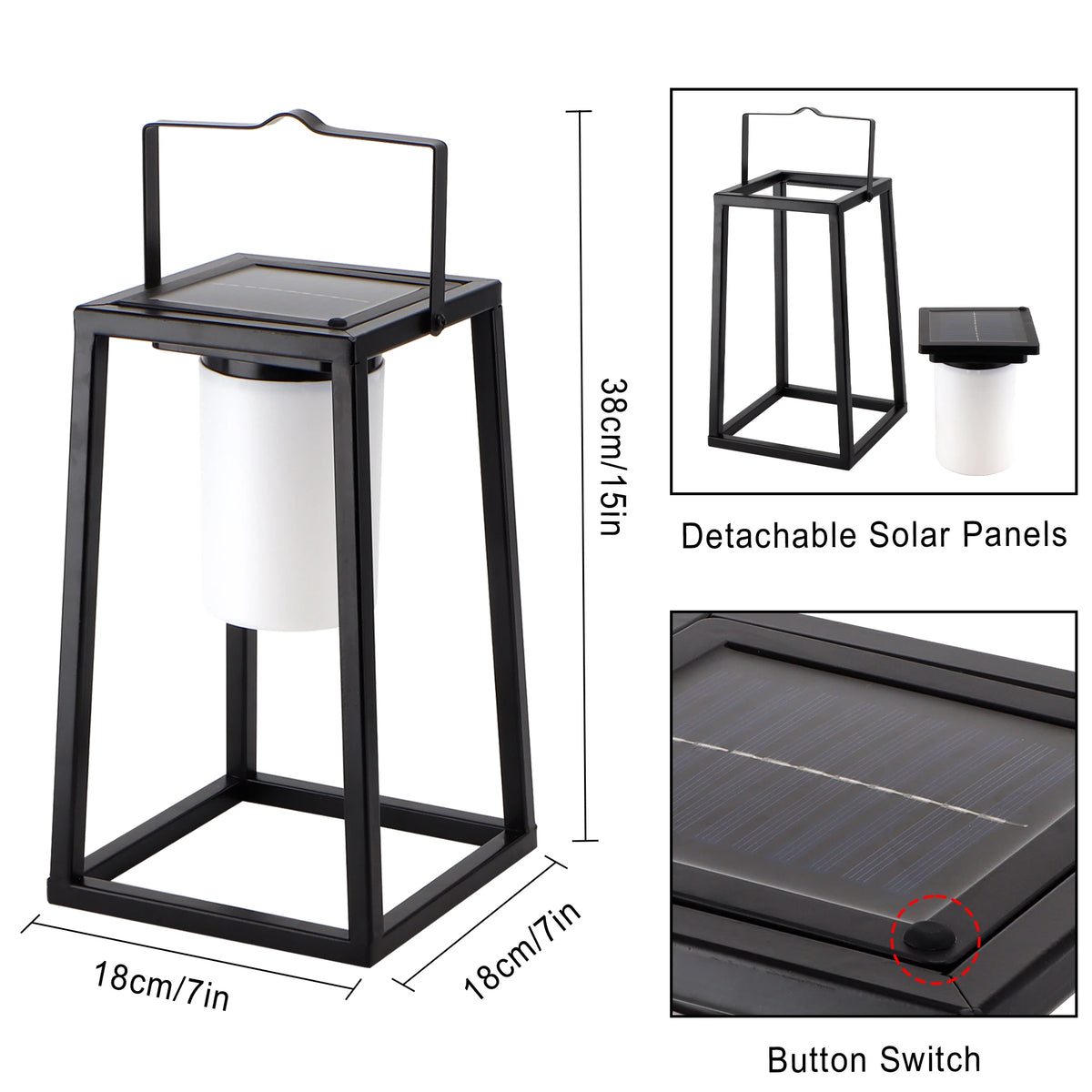 SUNORA solar metal garden lantern, product view 3