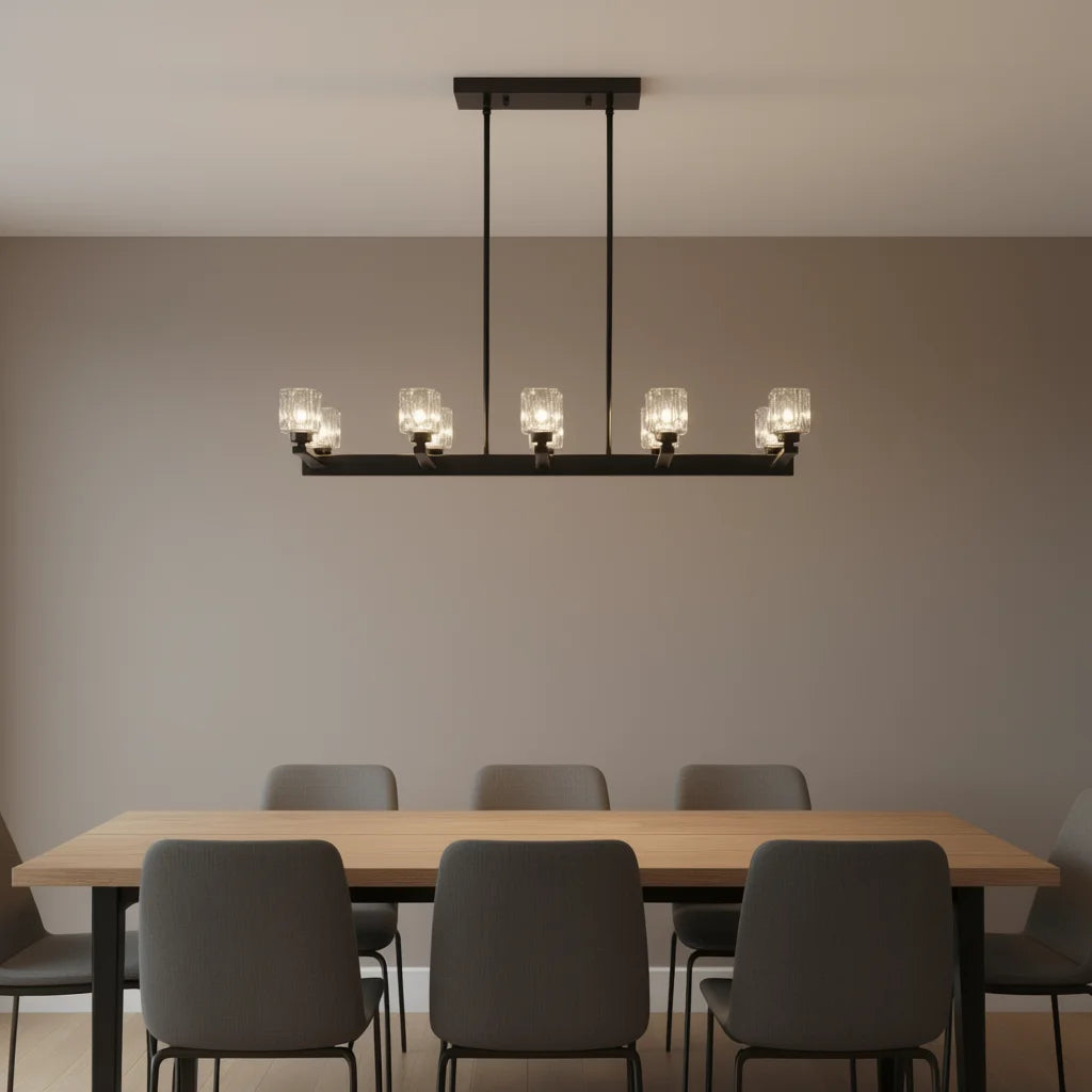 VELDRIN linear crystal ten light chandelier, product view 2