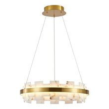 MARVENA round faux marble chandelier, product view 4