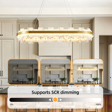 MARVESSA linear faux marble chandelier, product view 2