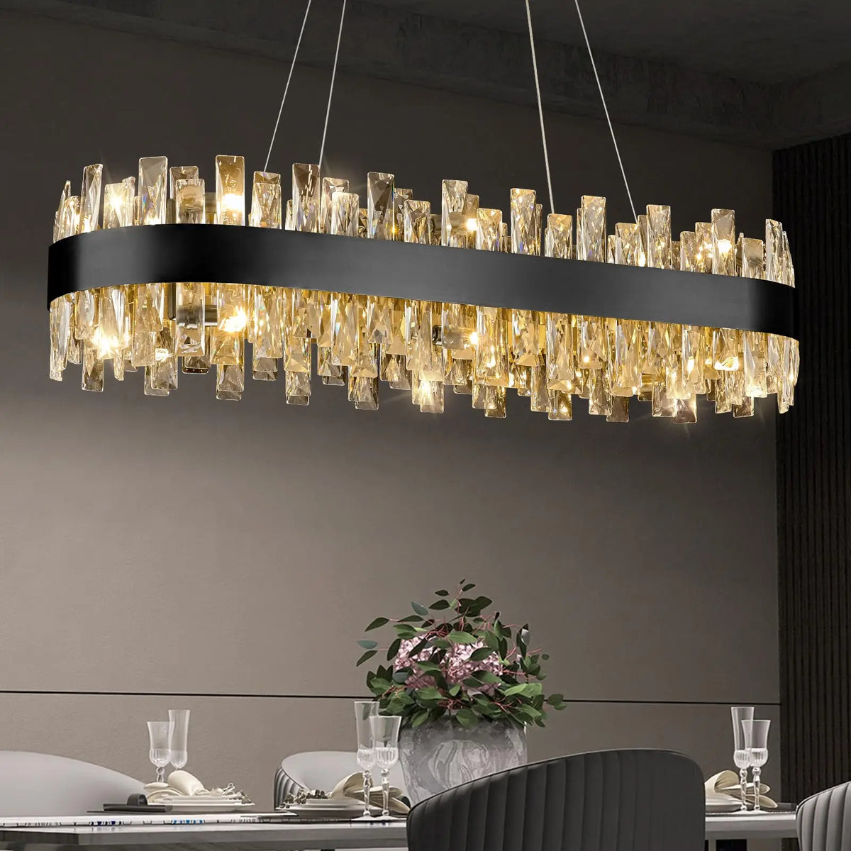 CRYSTORA oval crystal chandelier, product view 1