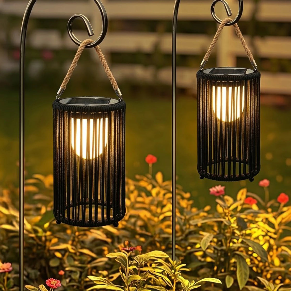 SOLVETTA solar woven lanterns set of two, product view 4