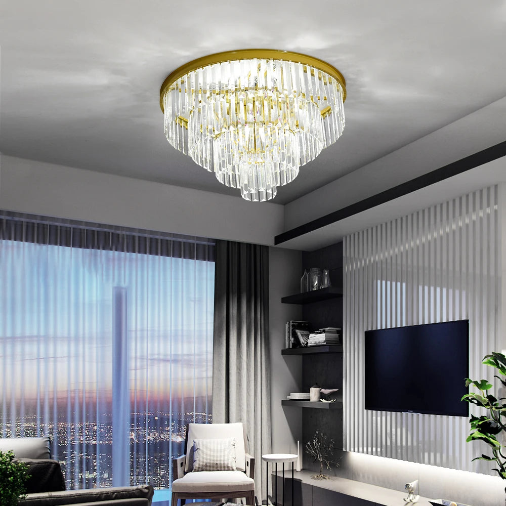 CAPRIEL three-tier crystal ceiling light — product view 2