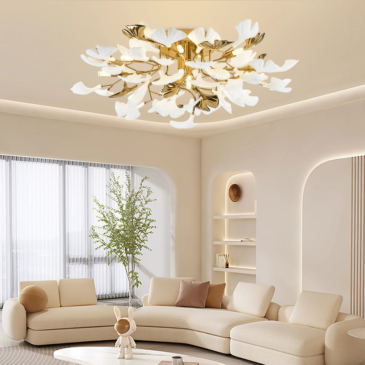 GINKORA ceramic ginkgo leaf ceiling light, product view 1