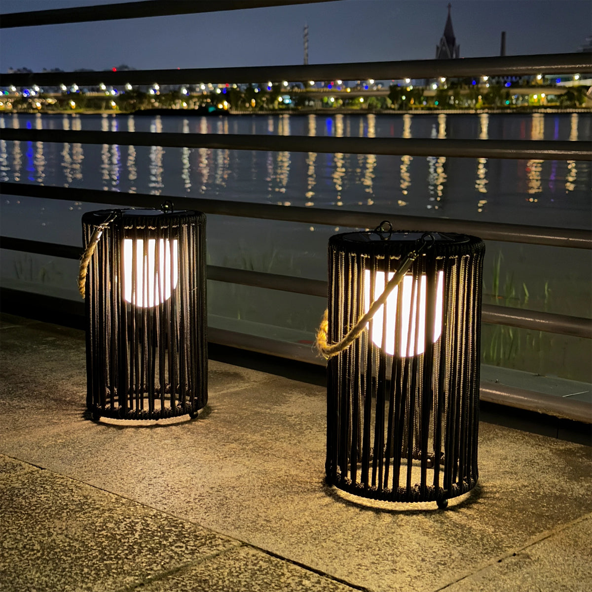SOLVETTA solar woven lanterns set of two, product view 5