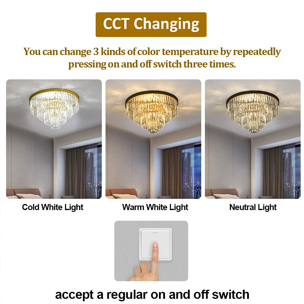 CAPRIEL three-tier crystal ceiling light — product view 4