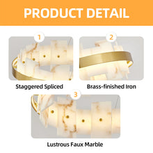 MARVESSA linear faux marble chandelier, product view 6