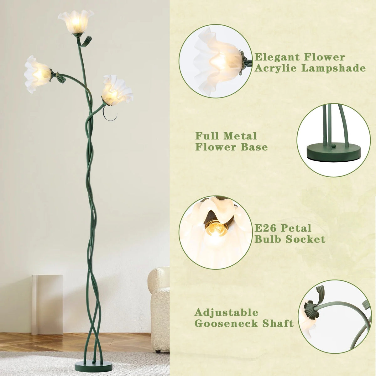 FLORAVA dimmable flower floor lamp — product view 4