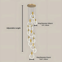 HALO (ALU) - ZENDUCE - Black / 15 Light Rings / Round Chassis / Warm Light