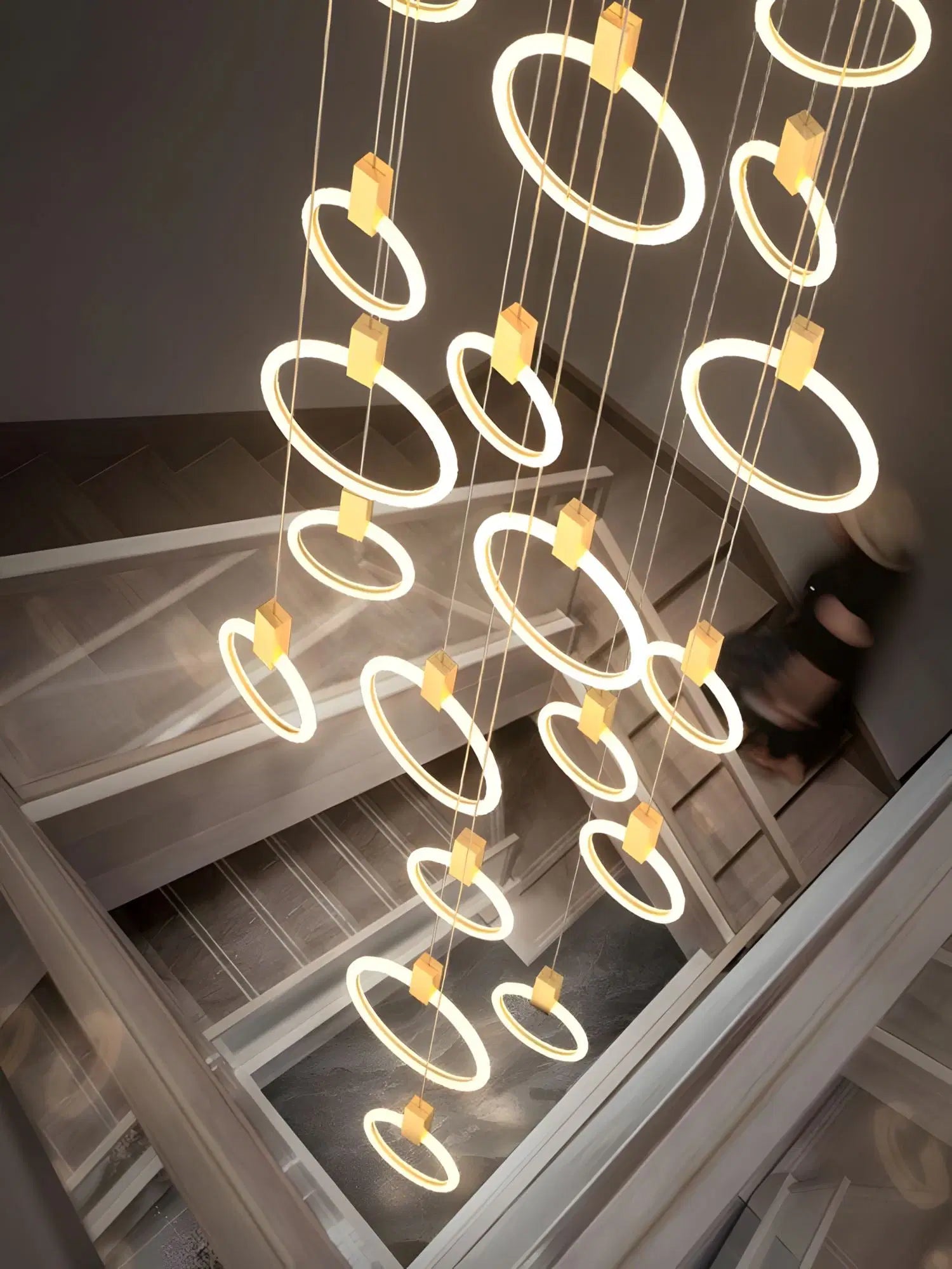 HALO (ALU) - ZENDUCE - Black / 3 Light Rings / Round Chassis / Warm Light
