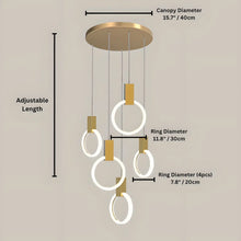 HALO (ALU) - ZENDUCE - Black / 5 Light Rings / Round Chassis / Warm Light