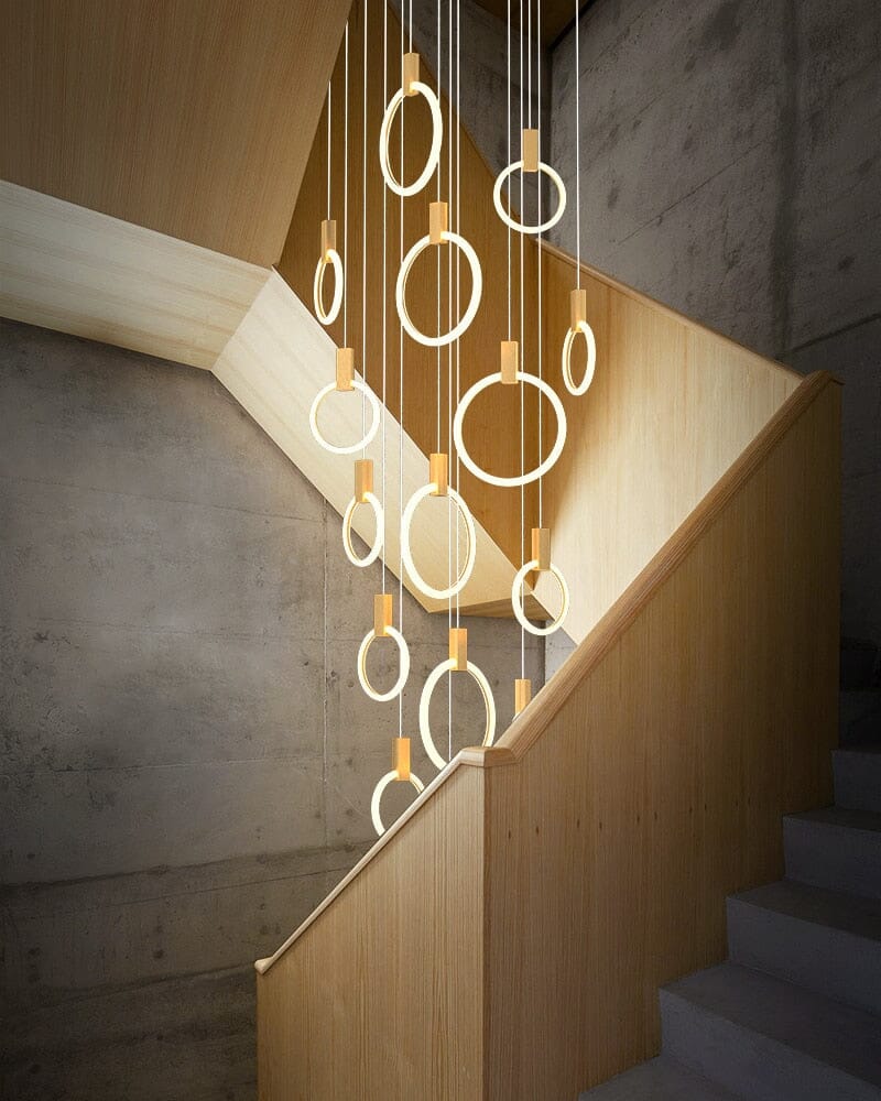 HALO (ALU) - OPEN BOX - ZENDUCE - Gold / 5 Light Rings / Round Chassis - Warm Light
