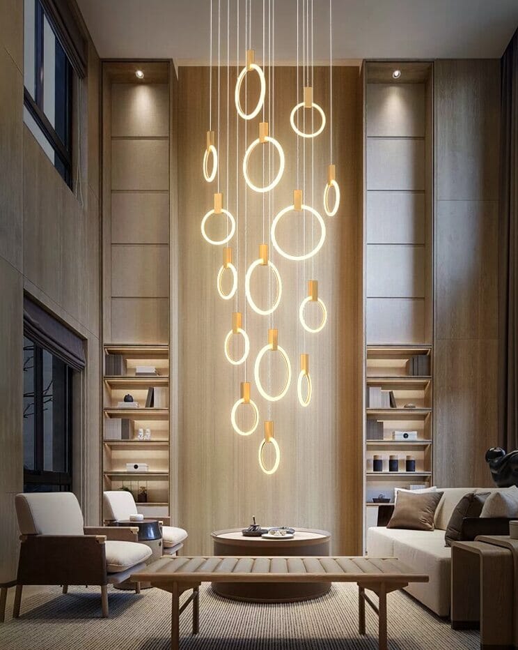 HALO (ALU) - OPEN BOX - ZENDUCE - Gold / 5 Light Rings / Round Chassis - Warm Light