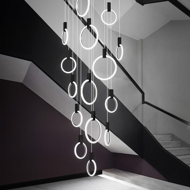 HALO (ALU) - OPEN BOX - ZENDUCE - Black / 3 Light Rings / Round Chassis - Warm Light