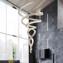 HELIX - ZENDUCE - Dia 31.5″ x H 90.1″ / Dia 80cm x H 230cm / Stainless steel & Clear crystal / Warm Light
