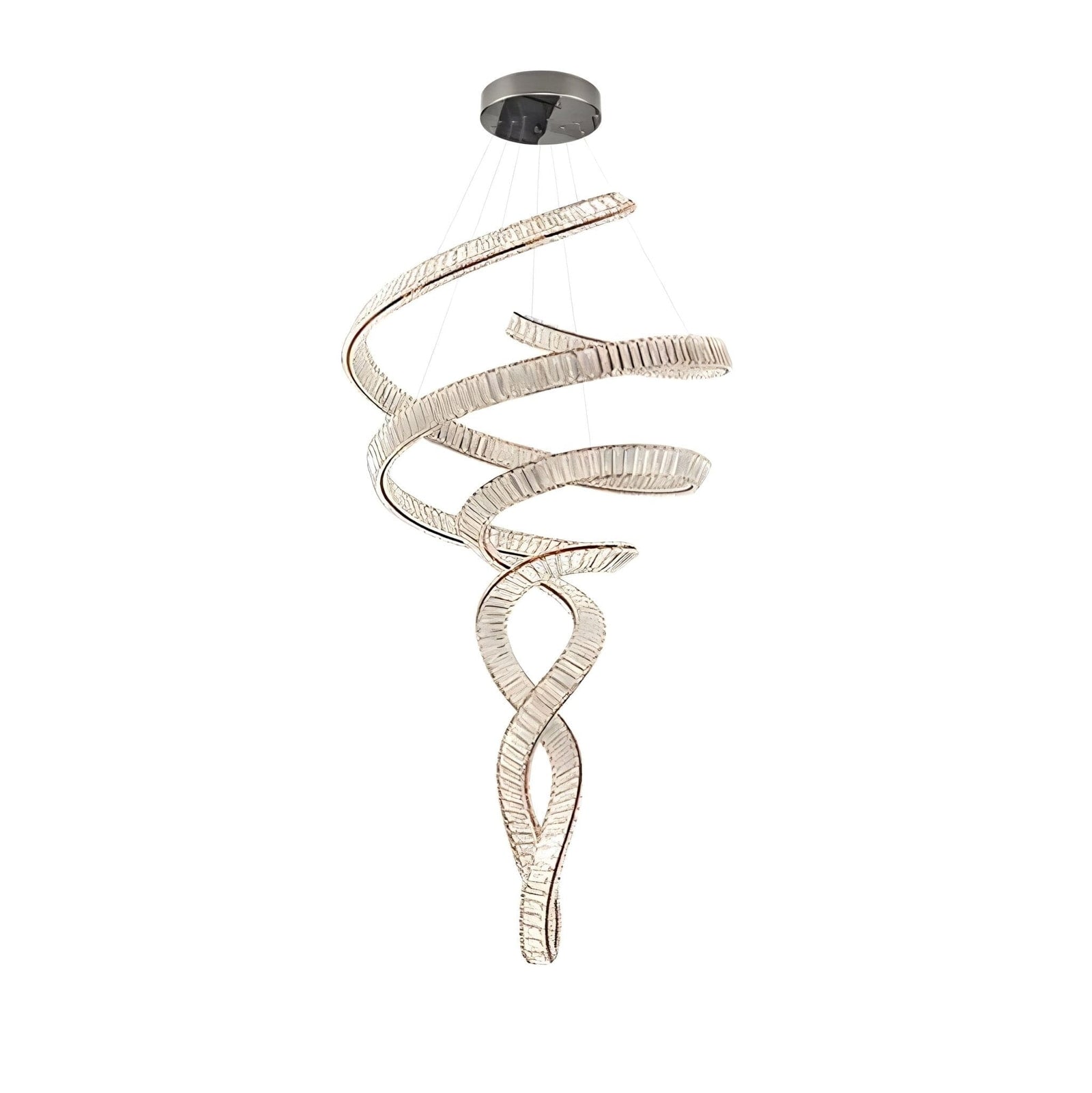 HELIX - ZENDUCE - Dia 31.5″ x H 90.1″ / Dia 80cm x H 230cm / Stainless steel & Clear crystal / Warm Light