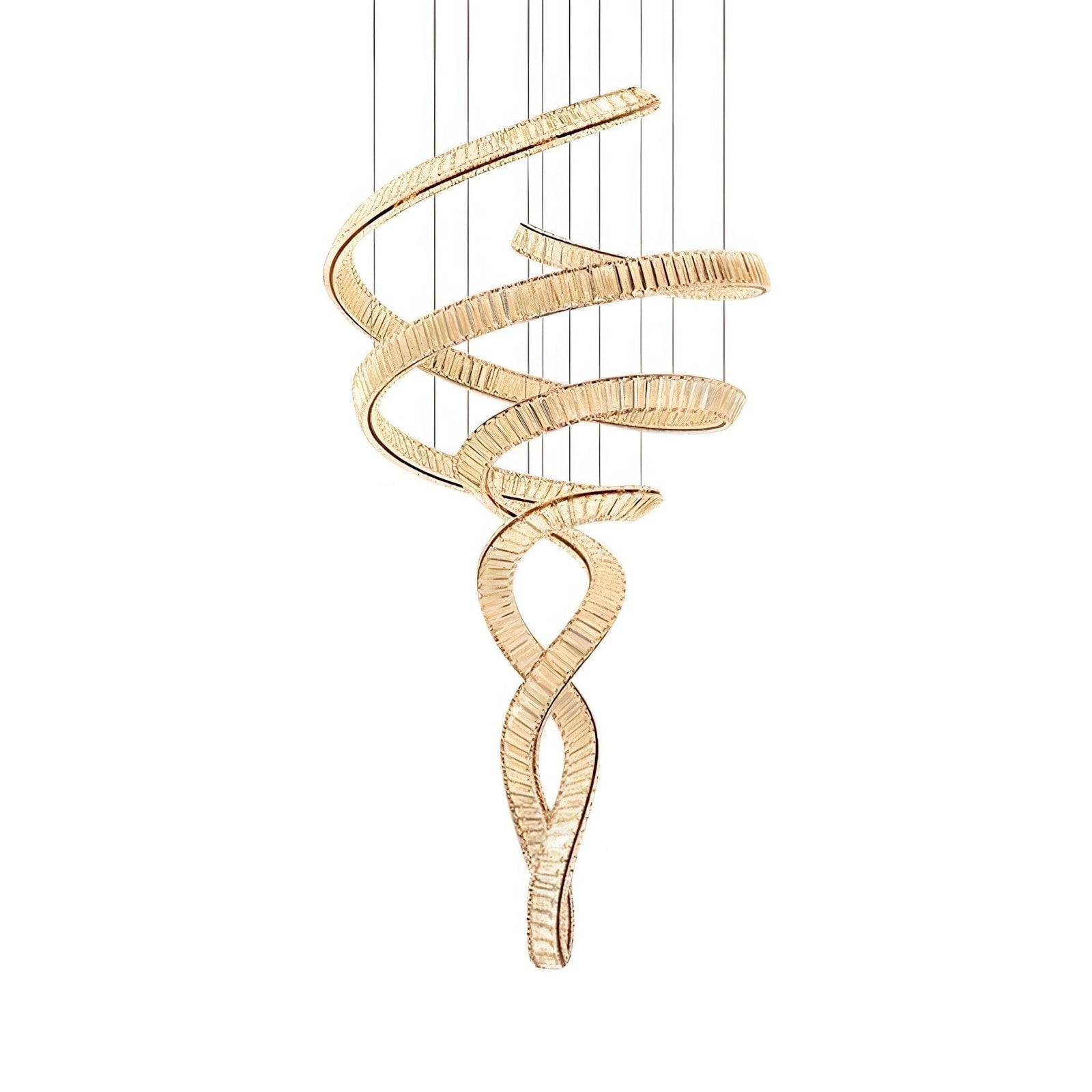HELIX - ZENDUCE - Dia 31.5″ x H 90.1″ / Dia 80cm x H 230cm / Stainless steel & Clear crystal / Warm Light
