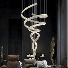 HELIX - ZENDUCE - Dia 31.5″ x H 90.1″ / Dia 80cm x H 230cm / Stainless steel & Clear crystal / Warm Light