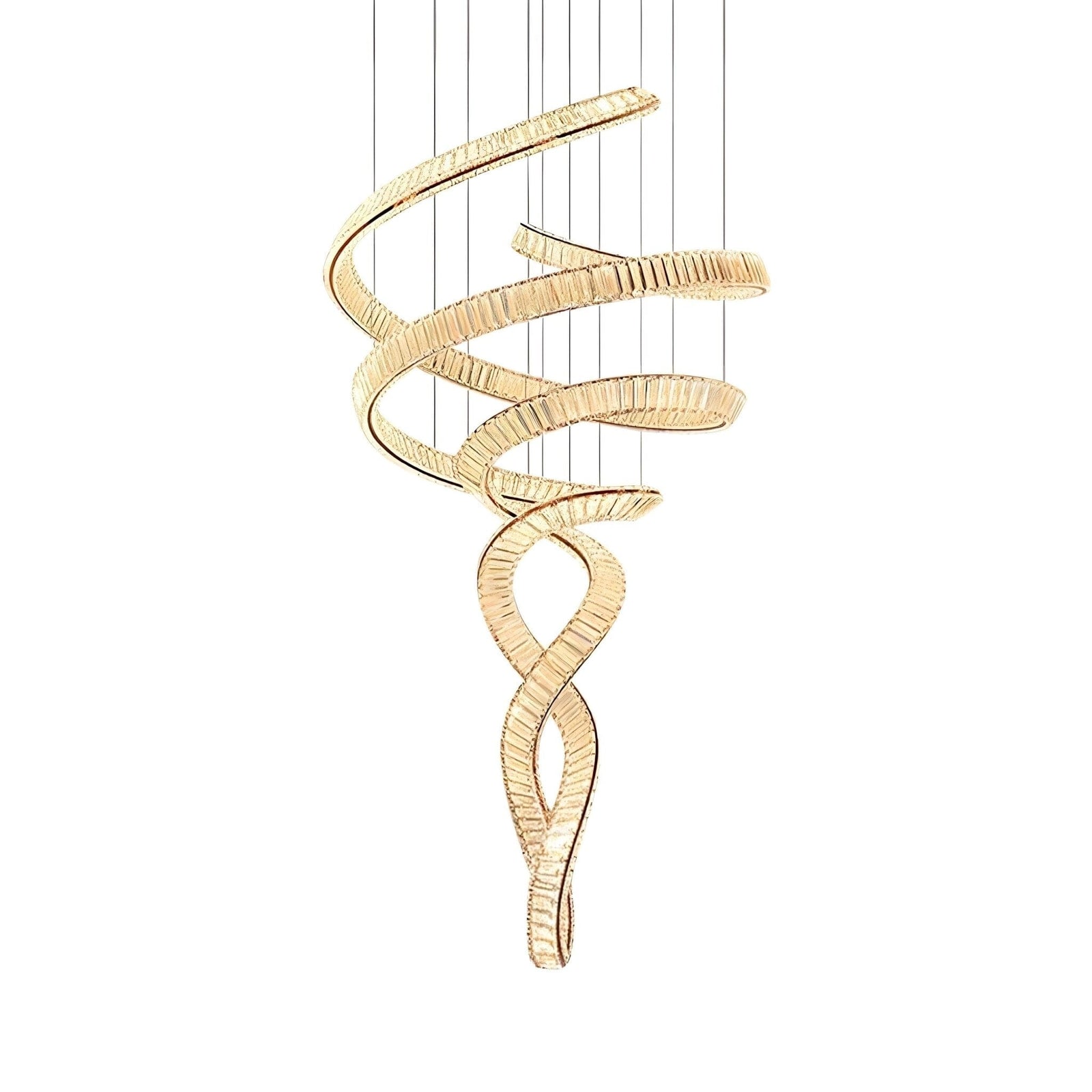 HELIX - ZENDUCE - Dia 31.5″ x H 90.1″ / Dia 80cm x H 230cm / Stainless steel & Clear crystal / Warm Light