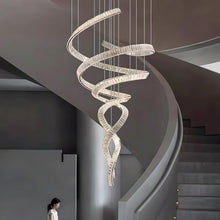 HELIX - ZENDUCE - Dia 31.5″ x H 90.1″ / Dia 80cm x H 230cm / Stainless steel & Clear crystal / Warm Light