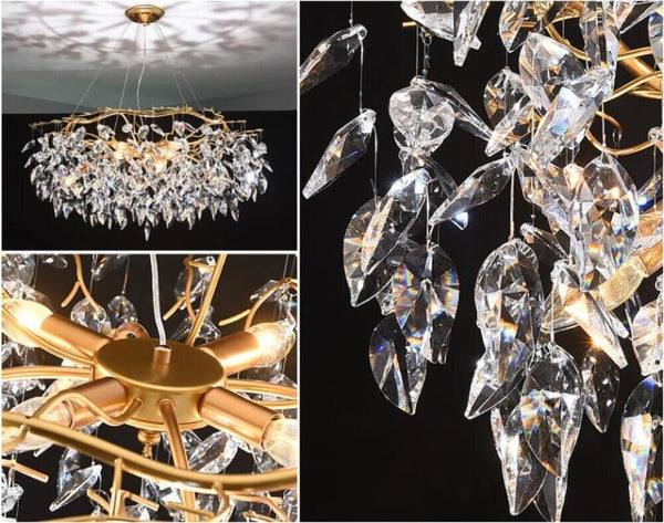Nordic Luxury Gold Crystal Chandelier - Illuminate Your Space
