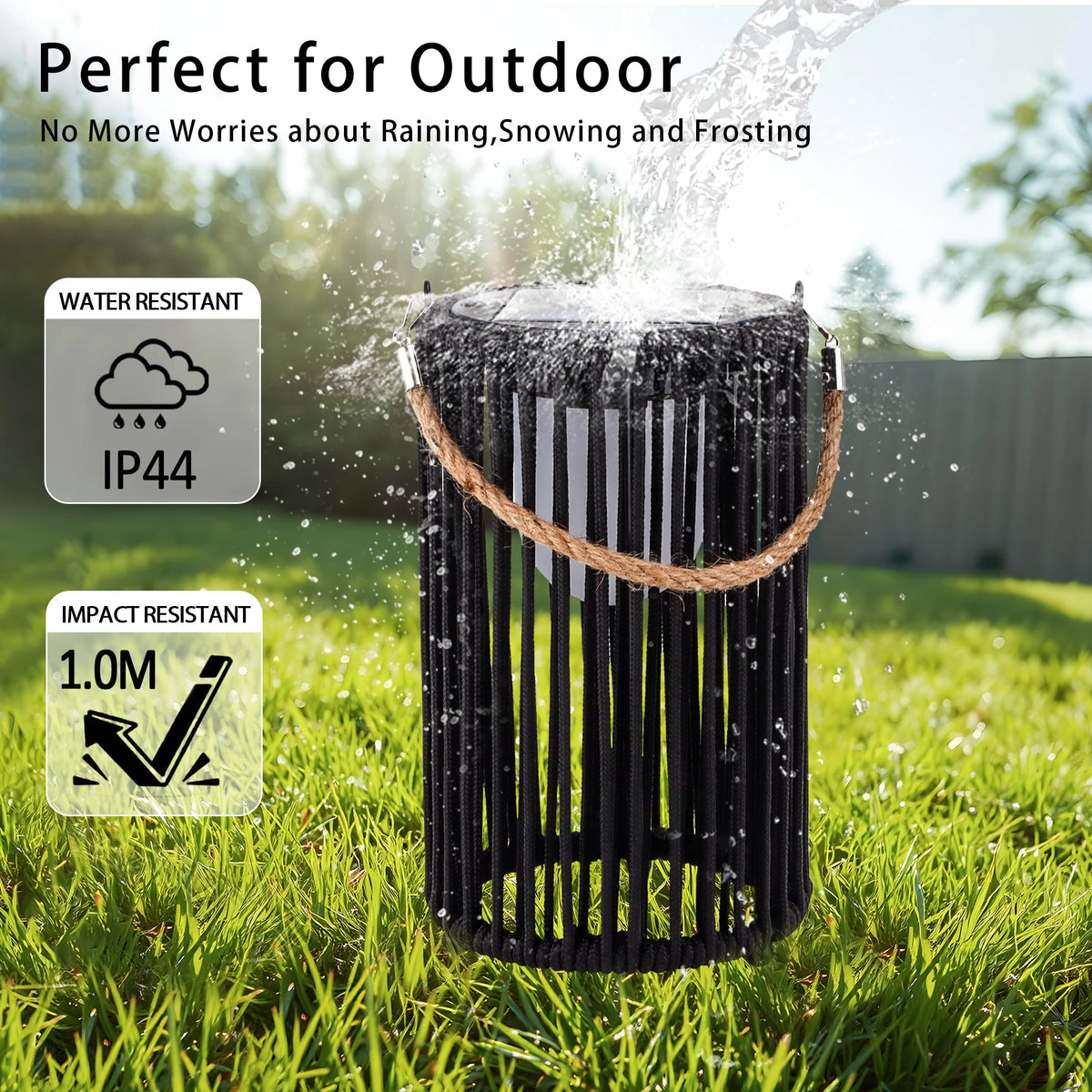 SOLVETTA solar woven lanterns set of two, product view 2