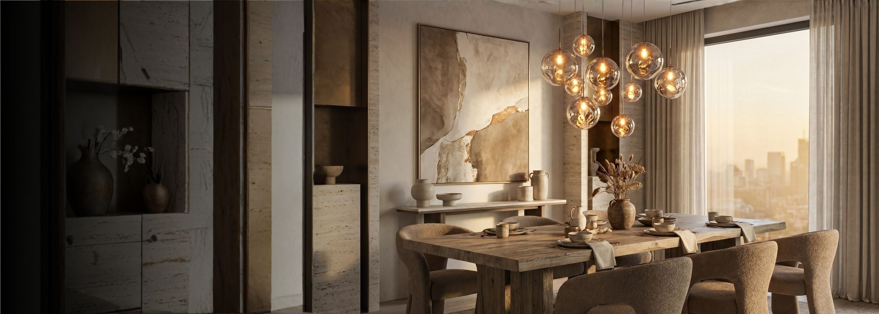Zenduce sculptural lighting in a refined modern interior
