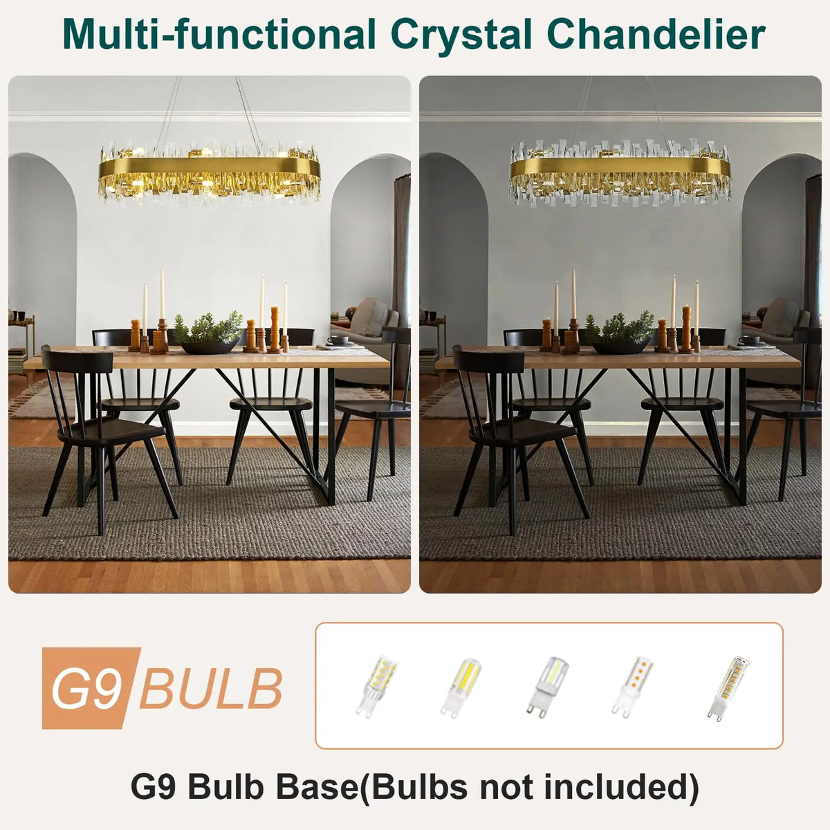 CRYSTORA oval crystal chandelier, product view 6
