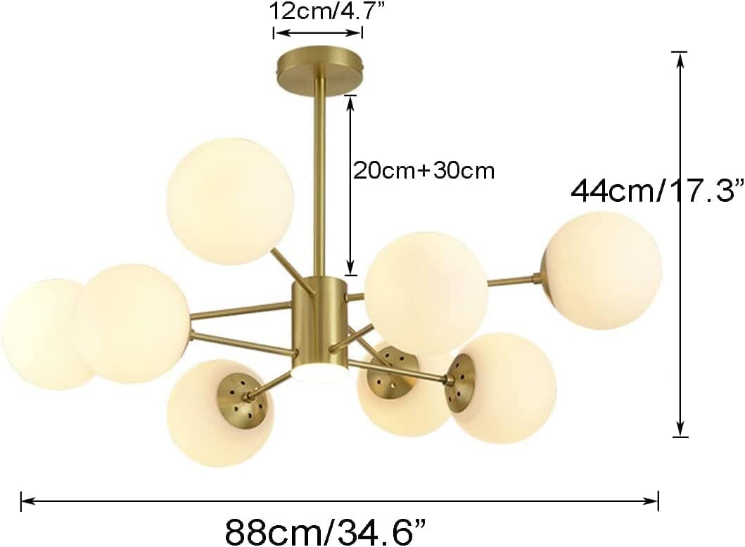 IRISLUME-Brass Sputnik Opal Globe Chandelier-ZENDUCE