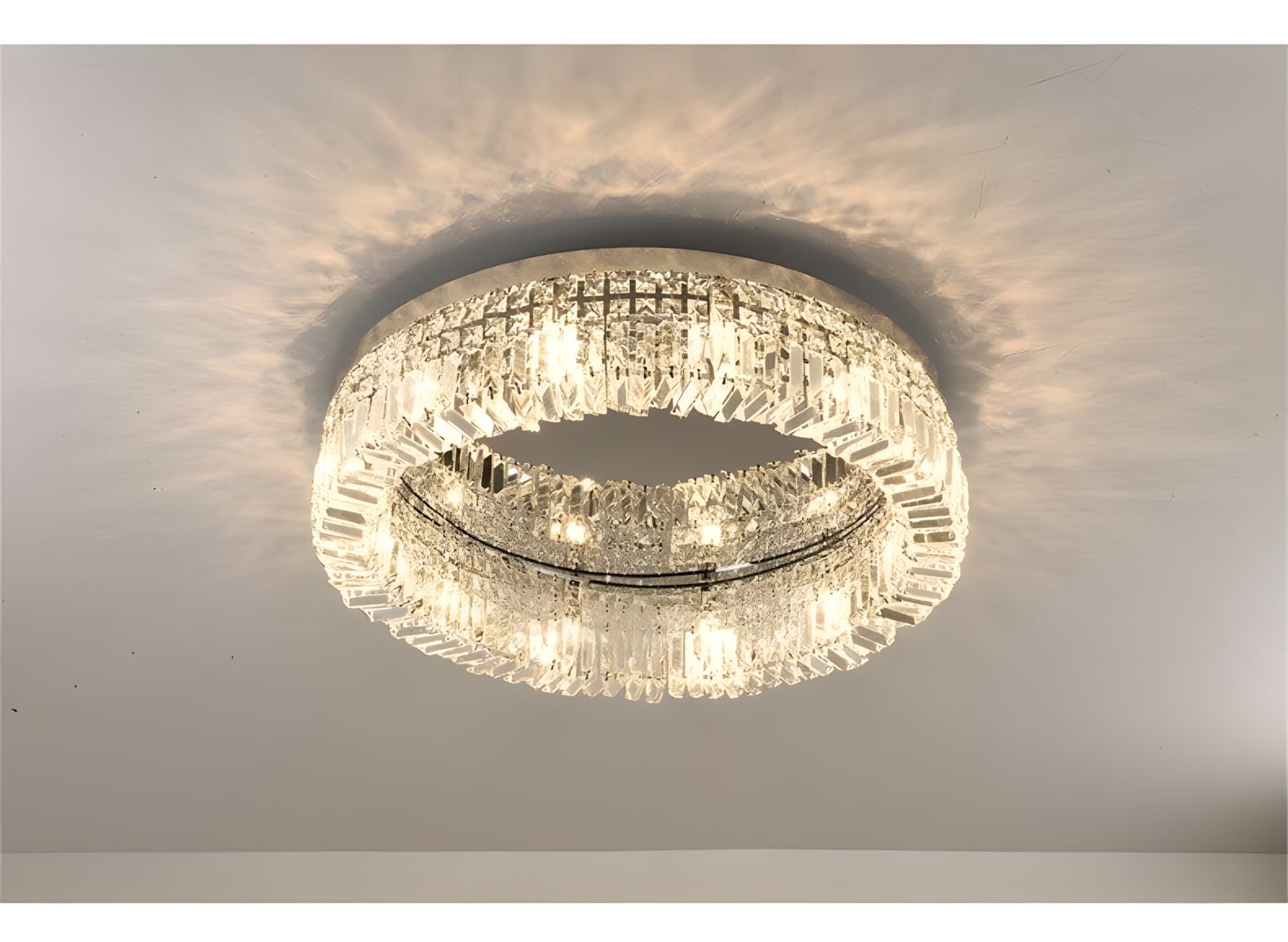 KIRA-Gold Frame Halo Ring Chandelier-ZENDUCE