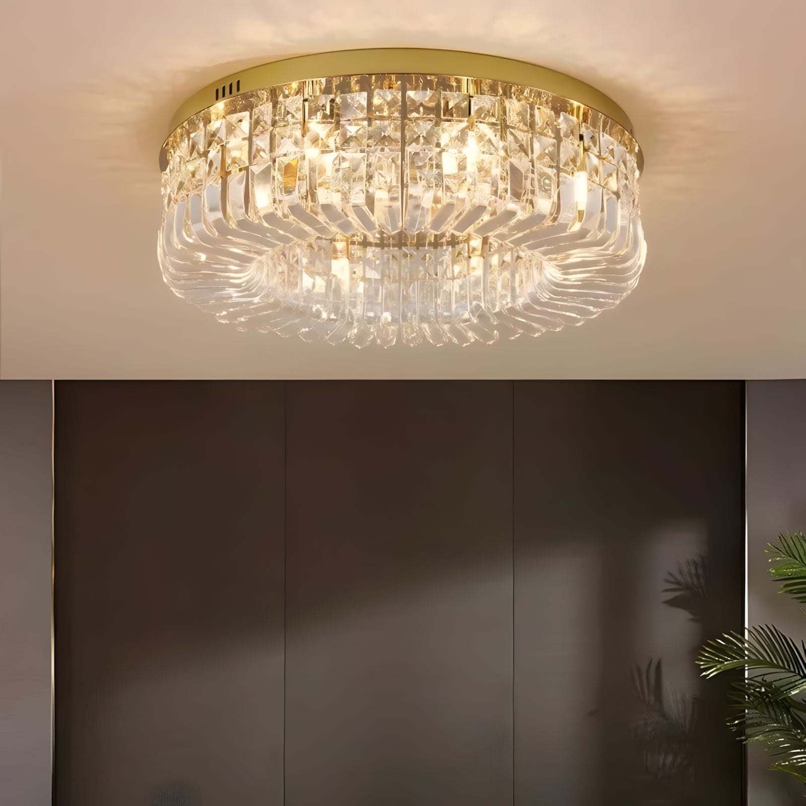 KIRA-Gold Frame Halo Ring Chandelier-ZENDUCE