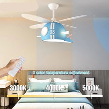 Kids Room Helicopter Ceiling Fan with Light - Art Deco Style - ZENDUCE - Blue