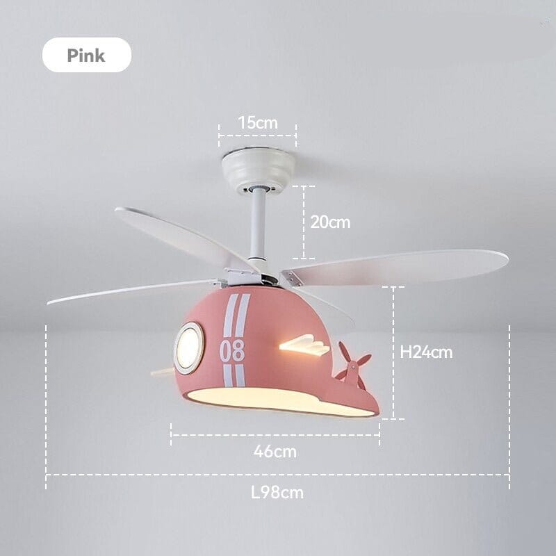 Kids Room Helicopter Ceiling Fan with Light - Art Deco Style - ZENDUCE - Blue
