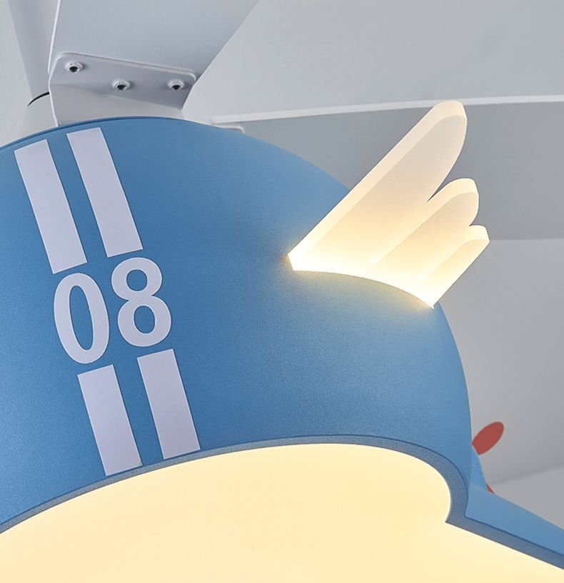 Kids Room Helicopter Ceiling Fan with Light - Art Deco Style - ZENDUCE - Blue