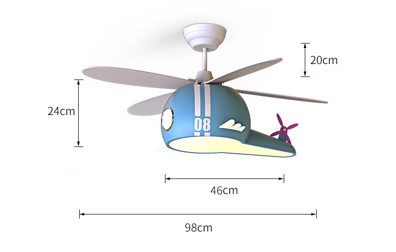 Kids Room Helicopter Ceiling Fan with Light - Art Deco Style - ZENDUCE - Blue