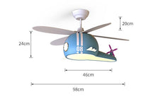 Kids Room Helicopter Ceiling Fan with Light - Art Deco Style - ZENDUCE - Blue