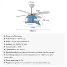 Kids Room Helicopter Ceiling Fan with Light - Art Deco Style - ZENDUCE - Blue