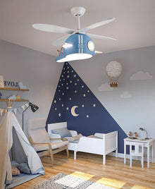 Kids Room Helicopter Ceiling Fan with Light - Art Deco Style - ZENDUCE - Blue
