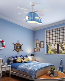 Kids Room Helicopter Ceiling Fan with Light - Art Deco Style - ZENDUCE - Blue