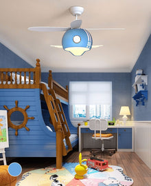 Kids Room Helicopter Ceiling Fan with Light - Art Deco Style - ZENDUCE - Blue