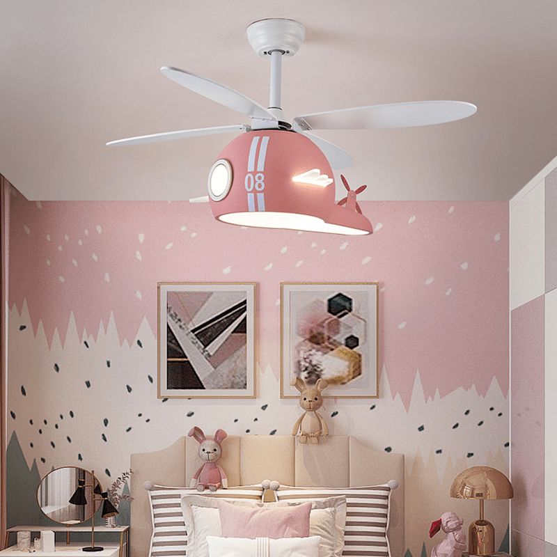 Kids Room Helicopter Ceiling Fan with Light - Art Deco Style - ZENDUCE - Blue