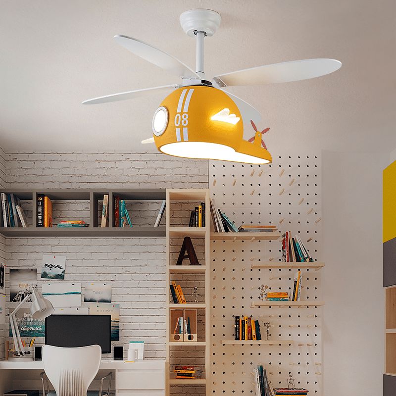 Kids Room Helicopter Ceiling Fan with Light - Art Deco Style - ZENDUCE - Blue