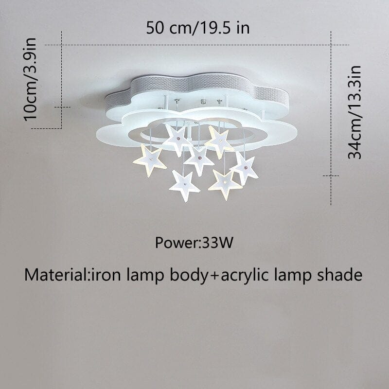 Kids Stars Clouds Ceiling Light | Kids Room Decor Lights - ZENDUCE - Small Size 50cm / Voltage AC100V-130V / Yellow Light