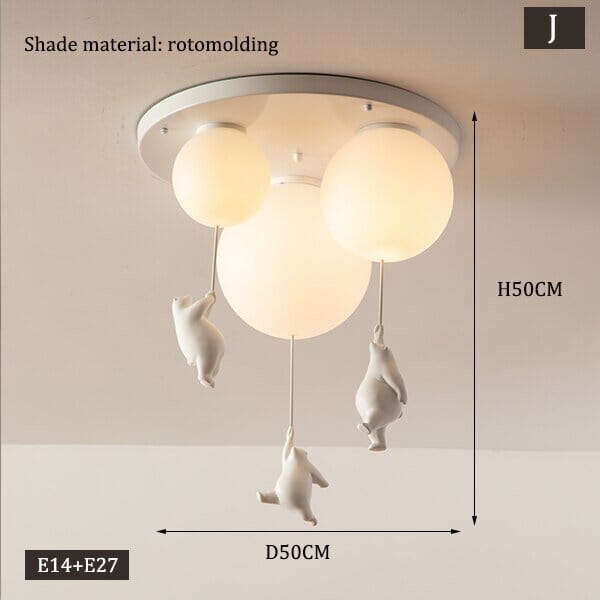 Kids Teddy Bears Holding Balloons Ceiling Light | Kids Room Decor Lights - ZENDUCE - Style J - Diameter15 x Diameter20 x Diameter25cm / Warm White