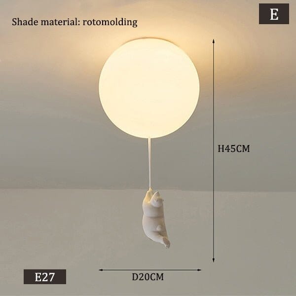 Kids Teddy Bears Holding Balloons Ceiling Light | Kids Room Decor Lights - ZENDUCE - Style E - Diameter 20 cm / Warm White