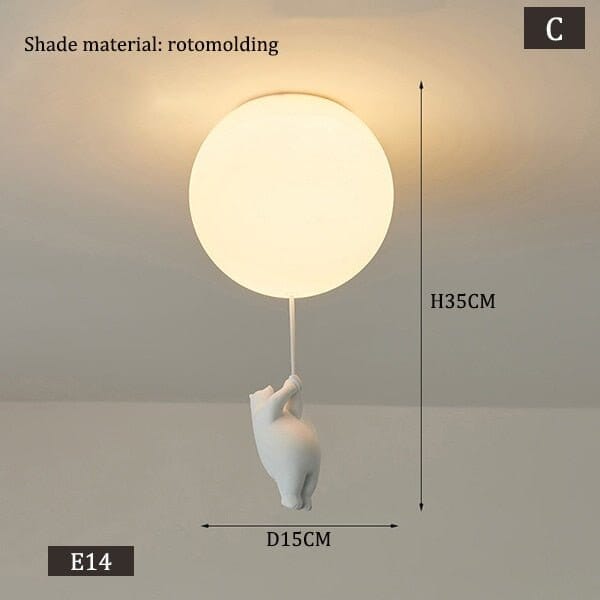 Kids Teddy Bears Holding Balloons Ceiling Light | Kids Room Decor Lights - ZENDUCE - Style C - Diameter 15 cm / Warm White