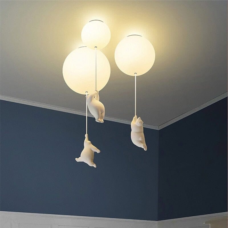 Kids Teddy Bears Holding Balloons Ceiling Light | Kids Room Decor Lights - ZENDUCE - Style A - Diameter 15 cm / Warm White