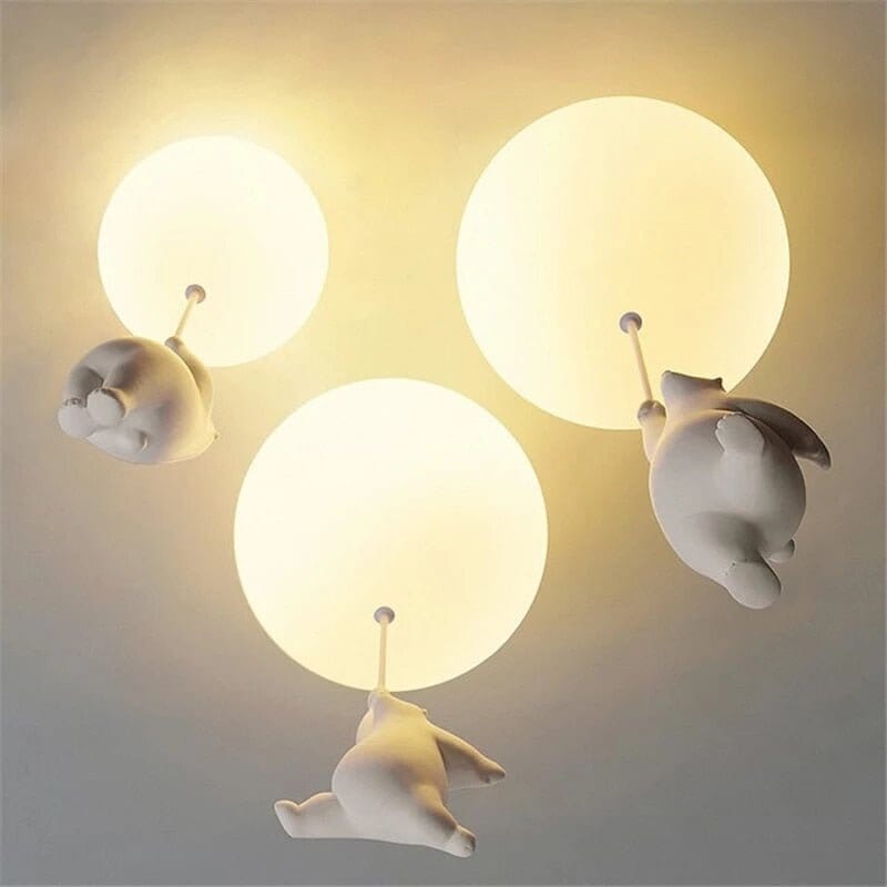 Kids Teddy Bears Holding Balloons Ceiling Light | Kids Room Decor Lights - ZENDUCE - Style A - Diameter 15 cm / Warm White