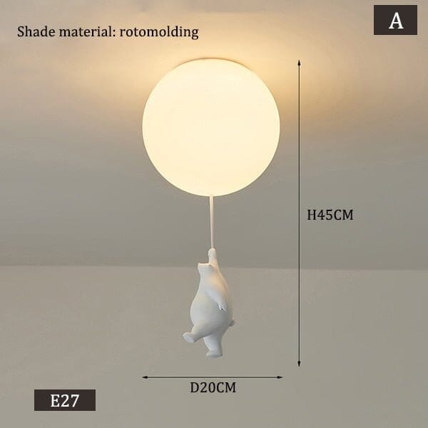 Kids Teddy Bears Holding Balloons Ceiling Light | Kids Room Decor Lights - ZENDUCE - Style A - Diameter 20 cm / Warm White